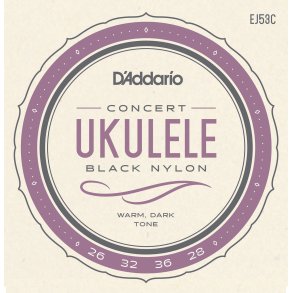 D'Addario EJ53C Ukulele Concert Hawaiian Black Nylon
